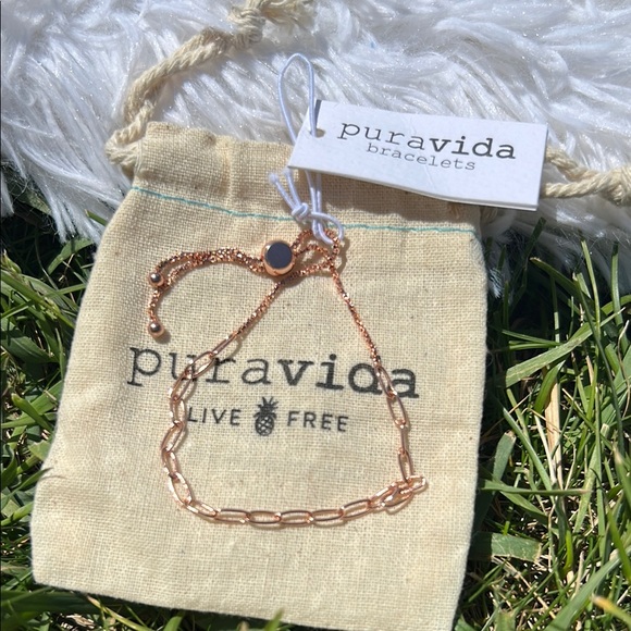 Pura Vida Itty Bitty Double Chain Rose Gold Adjustable Bracelet NEW - Picture 1 of 8
